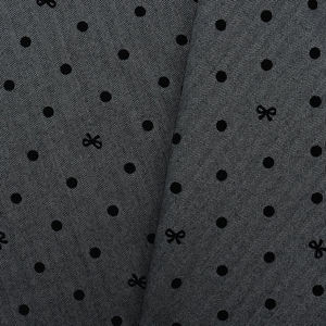 Tessuto Jacquard in Poliestere Nais Viola Nero Grigio a Pois con Fiocco e Linee in Twill per Abiti, Giacche e Accessori da Matrimonio - Product Image 3