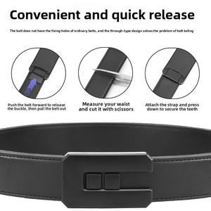 <span class=keywords><strong>Ceinture</strong></span> en cuir GUGETI sans cliquet pour <span class=keywords><strong>homme</strong></span>, boucle coulissante créative en alliage, 3,5 cm, en microfibre de cuir de vachette, décontractée, durable, personnalisable, 120 cm - Product Image 2