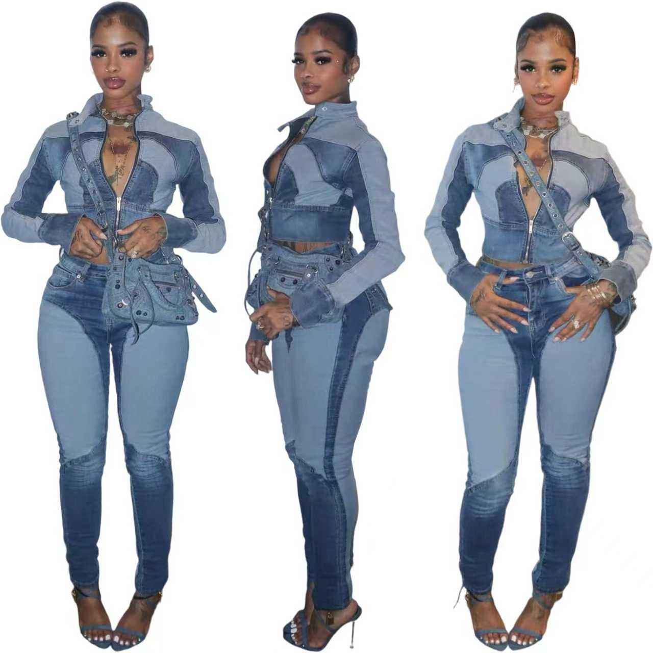 Shop Sexy Denim Outfits Women's Two Piece Sets for 2023