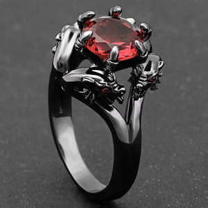 Anello Vintage con Testa di Drago per Uomo e Donna, Tono Oro Nero, Gioiello Gotico da Dito - Product Image 6