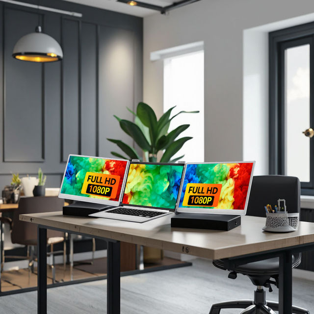 15.6 Inch FHD USB-C Interface Laptop Monitor Dual Screen Computer 1080P Triple LCD Display 100% SRGB High Color Gamut Foldable