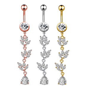 Anello alla moda da donna in acciaio inossidabile con occhi di cavallo e gocce d'acqua zircone gioielli per il corpo per matrimoni e regali per feste - Product Image 2