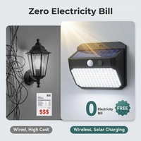 Lampes solaires d'extérieur 158 LED avec détecteur de mouvement, éclairage mural de sécurité pour jardin, étanche avec 3 modes d'éclairage, alimentées par énergie solaire