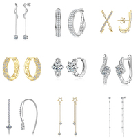 Dernière conception promotionnelle GRA certifiée 6.5mm 1CT Moissanite Boucles d'oreilles longues en argent sterling 925