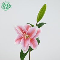 Elegante Premium Künstliche Doppelblüten-Lilie 74cm für Wohnzimmer Hochzeitsstrauß Frühlings-Blumenarrangement Vasen-Dekoration