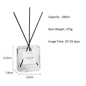 Contenitore regalo di lusso personalizzato con diffusore di lamelle moderne fragranze <span class=keywords><strong>naturali</strong></span> Stick trasparente 120ml bottiglia di vetro quadrato <span class=keywords><strong>per</strong></span> uso domestico - Product Image 5