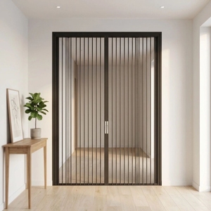 Muggenwerende roestvrijstalen gaasdeur, modern beveiligingsdesign, brandwerend, opvouwbaar, eenvoudige installatie, aanpasbare lengte - Product Image 2