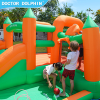 Château gonflable vert pour enfants en stock aux États-Unis, petite maison de jeux gonflable avec toboggan pour fêtes de famille et usage domestique, en vente