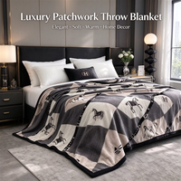 Selimut & Penutup Tempat Tidur Mewah Berbahan Flanel Fleece Jacquard Bermotif Cetak - Lembut Modern untuk Semua Musim, Perjalanan & Dekorasi