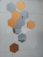 Miroirs décoratifs pour la maison, bronze, carreaux de miroir hexagonal auto-adhésif, carreaux de mosaïque 18x21, vente en gros, pièces