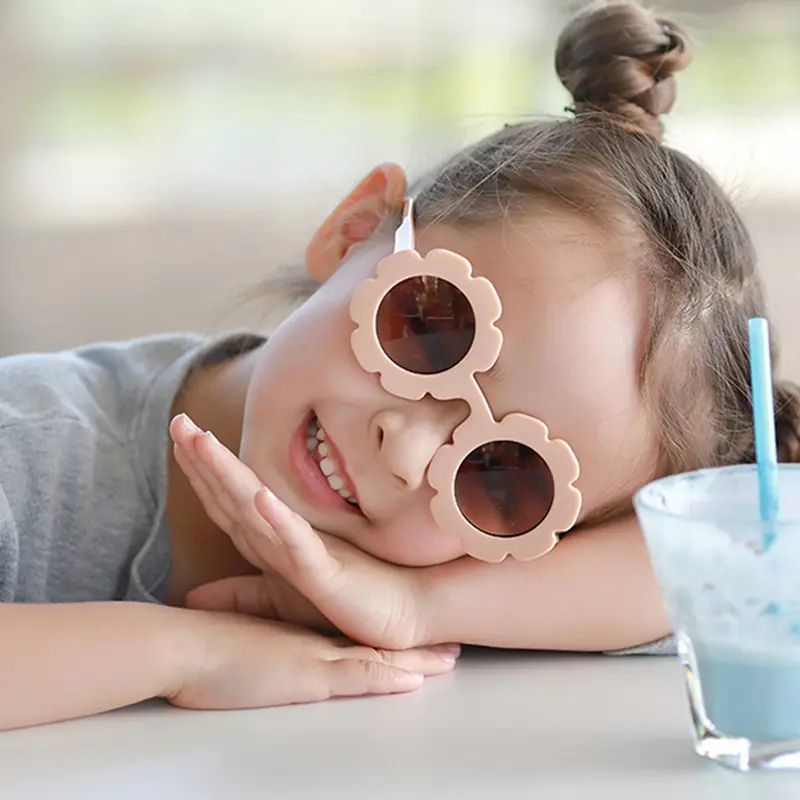 חדש שמש פרח עגול חמוד ילדים משקפי שמש UV400 עבור ילד בנות פעוטות יפה תינוק ילדי משקפיים שמש Oculos דה סול