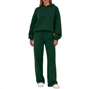 Women's 2 Piece 100% Cotton Anti-Wrinkle Streetwear for Sweatsuit Sets Oversized Hoodie Sweatshirt Wide Leg Sweat Pant - Product Image 6