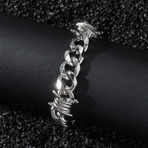 Hot Selling Popular Simple Design Alloy Gold Silver Plated Thorns Geometric Bracelet Hiphop <b>Men</b> Chain Bracelets Fashion Jewelry - Product Image 2