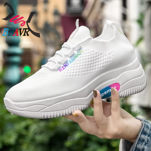 Zapatillas Deportivas Casuales de Punto Transpirables en Blanco y Negro para Mujer, Zapatos de Moda Femeninos - Product Image 5