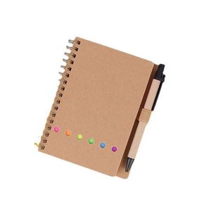 Promotional Eco Friendly Kraft Paper Notebook Recycle Pen A6 Spiral Notebooks Custom With Sticky Note - Product Image 6
