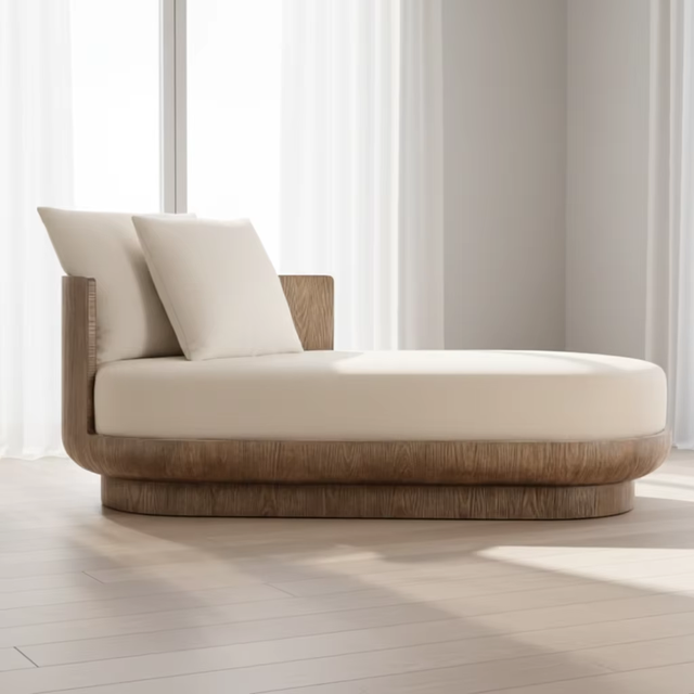 Modern Luxury Hotel Bedroom Furniture Solid Wood Fabric Left-arm Daybed