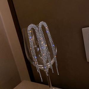 ต่างหูเงินทรงเข็มยาวประดับเพชรเต็มพู่ห้อยสไตล์เกาหลี ดงแดมุน แฟชั่นอินเทรนด์สำหรับคนดัง - Product Image 4