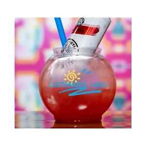 Gobelet de fête en plastique en forme de bassin à poissons 40oz avec paille et couvercle, pour événements, logo personnalisé, vente en gros - Product Image 2