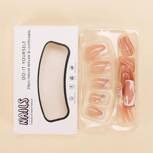 เล็บปลอมสไตล์ฝรั่งเศสแบบสำเร็จรูป 7 วัน ยี่ห้อ My Seven Days สไตล์ยุโรปอเมริกัน ประดับเพชรระยิบระยับลายดอกไม้ ขนาดสั้น จำนวน 24 ชิ้น - Product Image 4