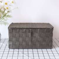 Panier de rangement trapézoïdal en gros de Chine, tissé à la main, imperméable, en tissu nylon écologique, organisateur multifonctionnel avec poignées