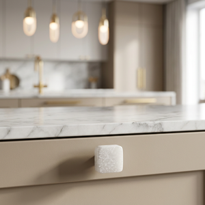 AK Brass Square Stone & Metal Cabinet <b>Knob</b> <b>White</b> Finish Luxury Drawer <b>Knob</b> Shelf Kitchen Furniture Hardware Decorative <b>Knob</b> - Product Image 3