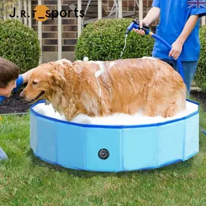 Folding Collapsible Dogs Pet Pool With Splash Sprinkle Pet Bathing Tub Spa Swimming Pool Water Toys For Dogs Cats And Kids