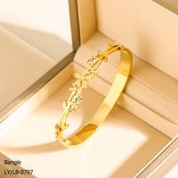 Nouveauté Bracelet en acier inoxydable 304/316 plaqué or 18 carats, résistant au ternissement, polyvalent, avec fleurs en zircon colorées, bijoux pour femmes