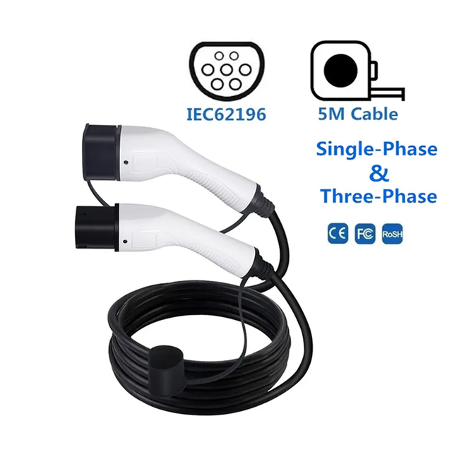 Ev Charger Adapt Manufacturer 32A 22Kw 3 Phase Type2 to Type2 Electric Car Vehicle Ev Charging Cable 5 Meters Cable