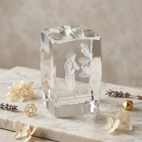 Vente en gros de boîtes cadeaux rectangulaires en cristal K9 poli gravé au laser, transparentes, religieuses, pour la décoration de la maison, tendance de la mode, première communion