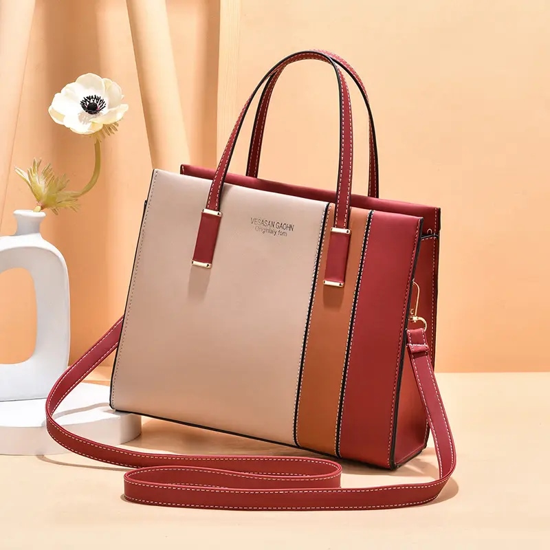 OEM sacos mujeres wholesale female bags handbags bolsas mujer contrast color luxury PU leather fashion crossbody shoulder bag