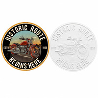Plaque Métallique Vintage Route Historique Moto, Décoration Murale Rustique pour Garage de Motard ou Caverne d'Homme, Art Mural Rétro en Métal