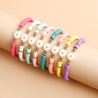 Nouveau Bracelet Bohème Imperméable pour Femme, Fait Main, Perles Colorées, Motif Marguerite, Vente en Gros