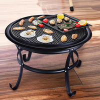 Brasero moderne 3-en-1 en acier de grande taille avec barbecue, grille de rôtissage et pioche – Gril de table extérieur écologique