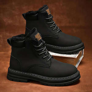 Botas de Nieve para Hombre, Punta Corta, Forro de Felpa, Cálidas, Antideslizantes, Suela de Goma, Parte Superior de PVC, Tendencia de Moda de Invierno, Talla Grande - Product Image 1