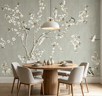 Papier peint mural floral et d'animaux de style chinoiserie vintage chinois, papier peint amovible personnalisé pour salon, chambre à coucher, hôtel, décoration murale intérieure