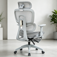 Chaise de bureau ergonomique pivotante avec dossier double en maille, repose-pieds rétractable, accoudoirs réglables, inclinaison multi-verrouillable et hauteur réglable