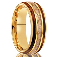 Bague OAHLAN en carbure de tungstène plaqué or 18 carats de 8 mm avec opale et bois de fût de whisky, alliance pour femme et homme, bijoux de mode, cadeaux
