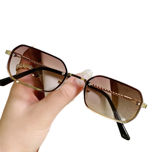 Full Frame Square Metal Sunglasses UV400 Protection Trendy Fashion Internet Celebrity Unisex European American - Product Image 1