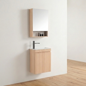 Tocador de baño de pequeño espacio, mueble sanitario, tocador de baño montado en la pared con lavabo - Product Image 2
