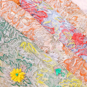 Offre Spéciale fait à la main fleur brodé dentelle tissu 3D brodé Tulle tissu pour mariage robe de soirée mode vente chaude - Product Image 1