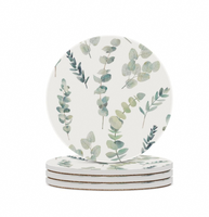 Sous-verres en céramique personnalisés de la série Round Greenery Sous-verres en liège absorbant pour boissons Tapis et tampons