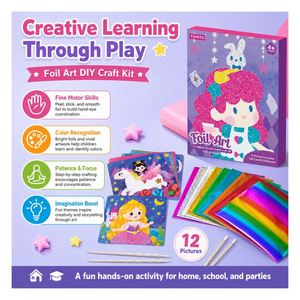 Set de Arte con Papel de Aluminio Colorido, Kit de Imágenes Autoadhesivas para Niños Pequeños, Coordinación Mano-Ojo, Juguete Educativo para Interiores, Regalo - Product Image 2