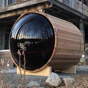 Design moderno De Madeira 4 Pessoa Tradicional Curvo Vidro Barril Outdoor Sauna Com <span class=keywords><strong>Strip</strong></span> Light - Product Image 4