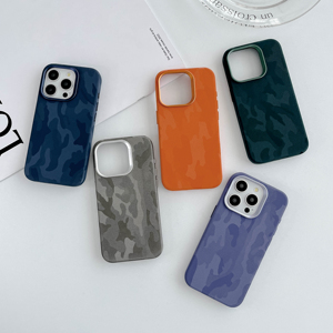 Sang Trọng Ngụy Trang Mô Hình Giả Da Trường Hợp Điện Thoại Cho Iphone 16 15 14 13 12 Pro Max Cộng Với Với Nút Kim Loại - Product Image 6