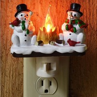 Lampe LED d'ambiance pour fêtes d'Halloween et de Noël, effet torche, feu de camp, fantôme, bonhomme de neige