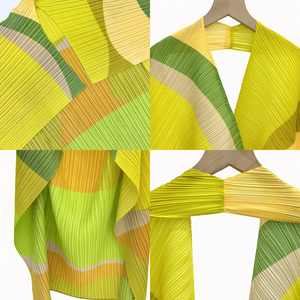Maßgefertigtes <span class=keywords><strong>Myake</strong></span> Plissee-Top für Damen Ärmellos mit Asymmetrischem Saum V-Ausschnitt Farbblock OEM ODM Großhandel Fabrik Neu - Product Image 4