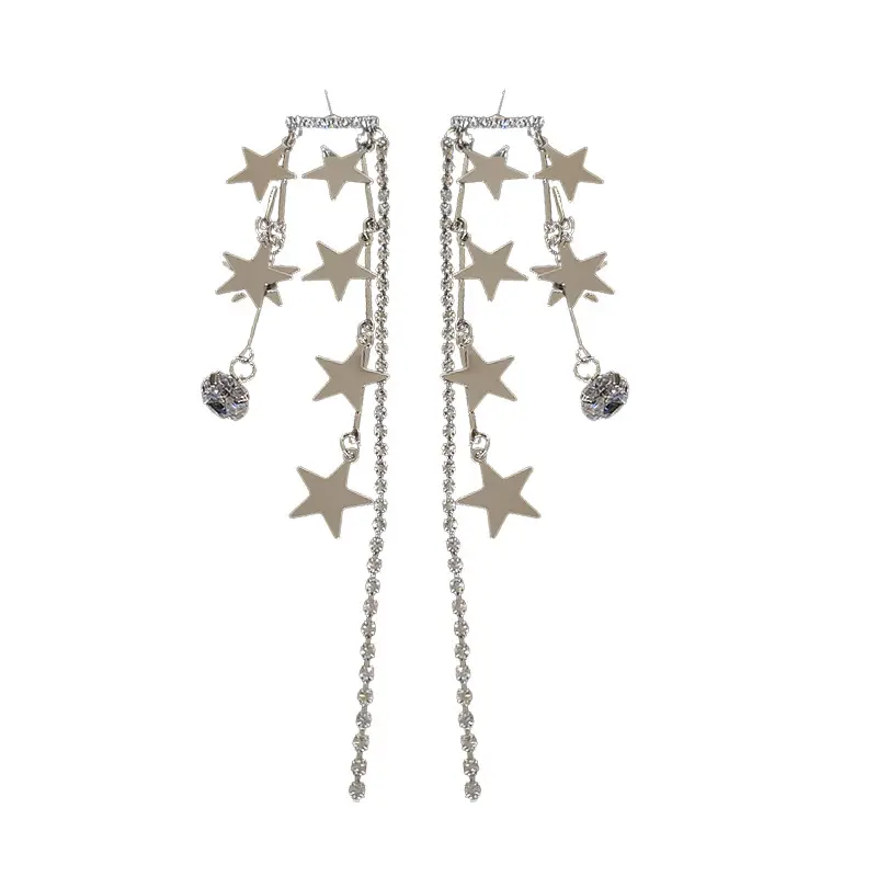 Long star tassel earrings cold wind personality design sense earrings