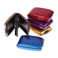 Dompet Penyimpan dan Penarikan RFID Aman, Dompet Penyimpan Kartu Kredit, Tas Logam Vintage Aluminium untuk Pria dan Wanita