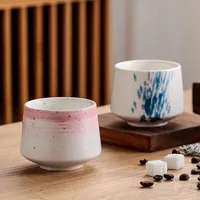 Tasse à thé en céramique de style japonais, finition rustique de haute qualité, peinte à la main avec des rayures, pour la maison, le café, l'hôtel, vente en gros