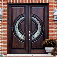 Porte double en bois massif à double entrée, très vendue aux États-Unis, design de porte double pour entrée principale extérieure